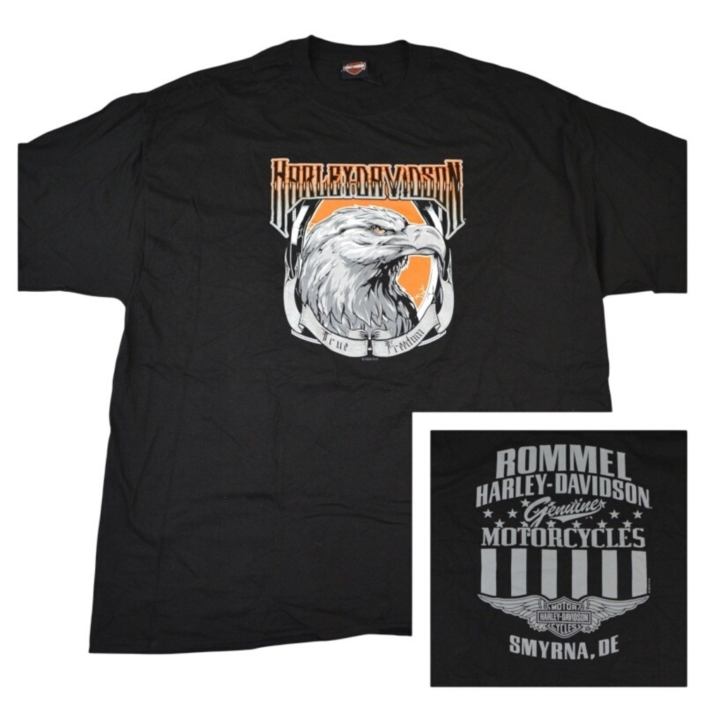 Harley-Davidson Eagle True Freedom Rommel Smyrna DE Graphic T-Shirt Black 3XL